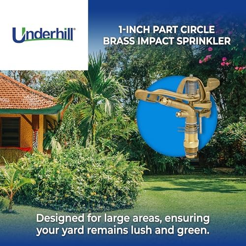 Underhill Rotating Brass Impact Sprinkler Head 360 Degree for Large Area, Lawn, Garden, Commercial Irrigation, 1-Inch Part Circle, 71-Foot, SI100P - Image 2