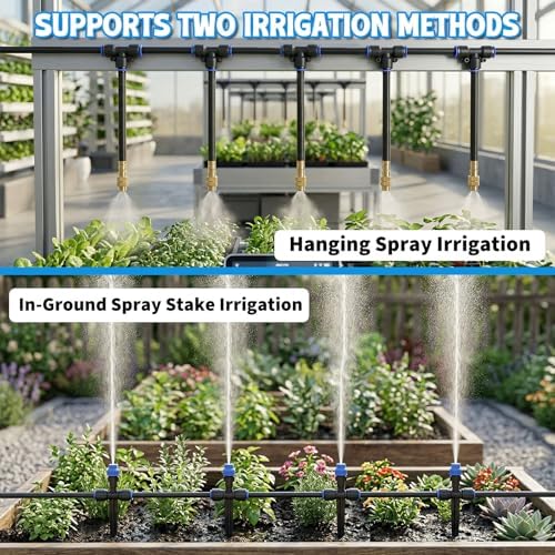 Drip Irrigation System 130FT with 10 Bendable Nozzles, 10 Misting Emitters, 10 8-Outlet Drip Emitters, 1/2 & 1/4 Inch Hoses – Garden Watering & Misting Kit for Yard, Lawn, Greenhouse - Image 4