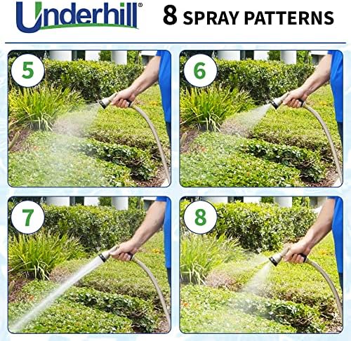 Underhill Pattern Master Gold Series Garden Water Hose Nozzle Sprayer Head, 3/4-Inch Thread Inlet, Jet Attachment 8 Spray Patterns, NG200-8S - Image 4