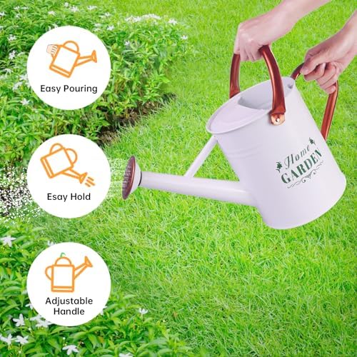 Metal Watering Can for Outdoor Plants, Galvanized Steel Watering Can with Removable spout, 1 Gallon,Perfect Home & Garden Décor White - Image 3