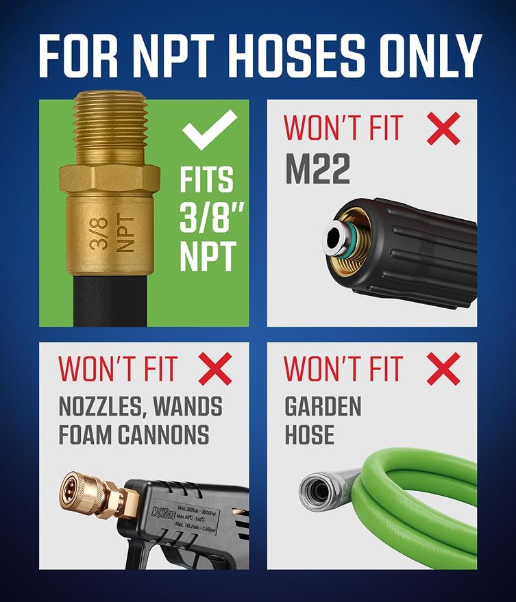 McKillans® Automatic 3/8" NPT Female Quick Connect Fittings - Stainless Steel - 3/8" Pressure Washer Quick Connect Kit - Power Washer NPT 3/8" Quick Connect Fittings - PUSH-TO-CONNECT - Image 2