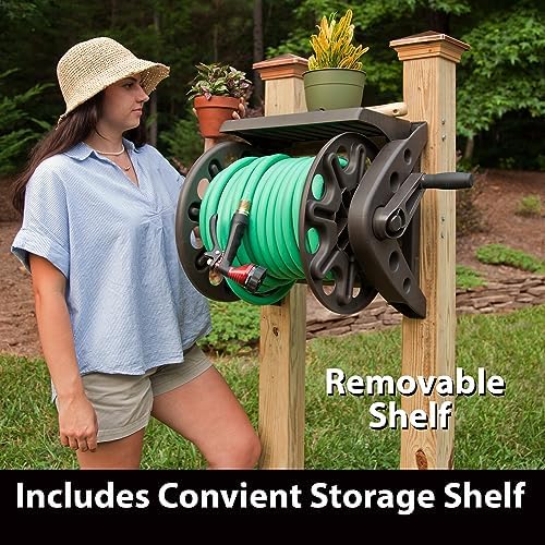 Liberty Basics 512 Wall Mounted Hose Reel with Shelf, Bronze - Image 5