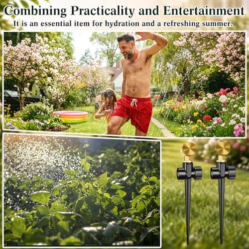 Tioncy 4 Pack Metal Lawn Sprinkler for Yard with Brass Nozzle & Aluminum Alloy Spike Base, Adjustable Automatic Garden Sprinkler System with Screen Gasket for Lawn Garden Yard Greenhouse(Black) - Image 6