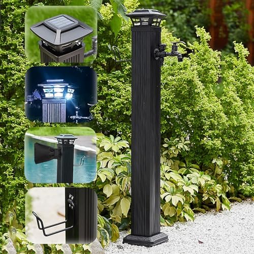 Frost-Free Solar Light Water Column - Decorative Outdoor Faucet & Freestanding Hose Stand, Floor Mount Spigot, Stylish Garden Fixture for Curb Appeal & Convenience by Unknown