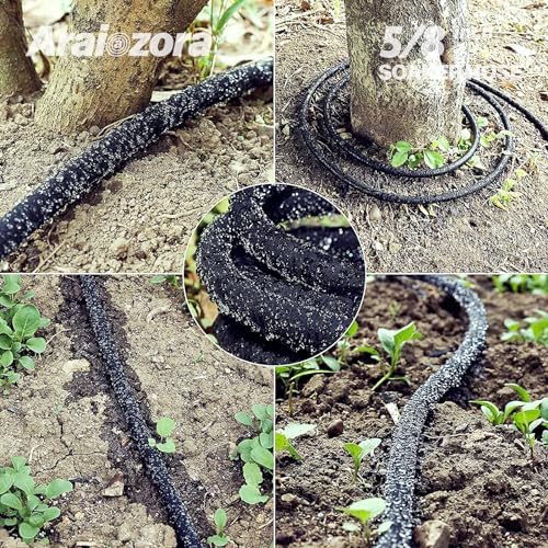 Soaker Hose 100FT 5/8 Inch, Heavy Duty Leakproof Drip Irrigation Hose for Deep Watering Large Flower Beds, Estates & Landscaping - Image 6