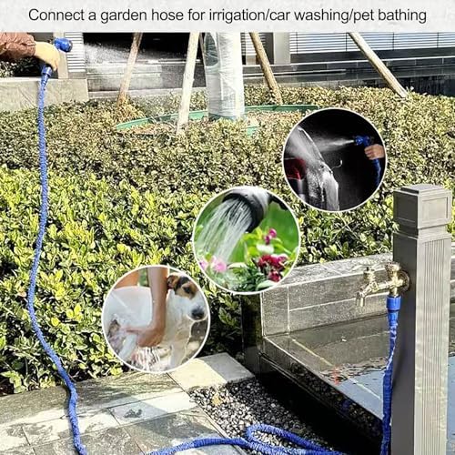 39.4in Outdoor Stainless Steel Faucet Column - Durable Aluminum Garden Hose Holder with Spray Gun - Decorative Water Feature Fountain for Patios, Yards, and Gardens - Stylish Black Design - Image 4