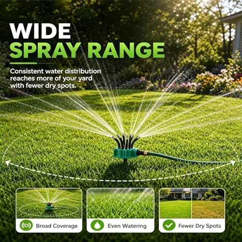 Garden Sprinkler | 360 Degree Rotating Water Saving Kit,Garden Sprinklers Irrigation System Kit,for Outdoor Home Commercial Residential Gardening Planting - Image 4