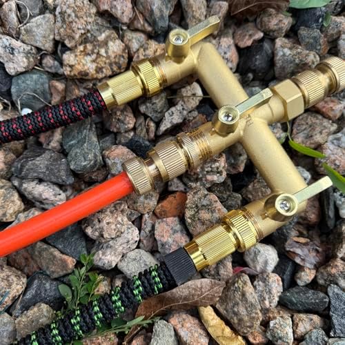 EBH Brass Garden Hose Splitter, 3 Way High Flow Outdoor Faucet Splitter,Full Flow 3-Way Brass Heavy Duty Hose Splitter With 3 Long Metal Handle and Individual On/Off Valve。 - Image 4