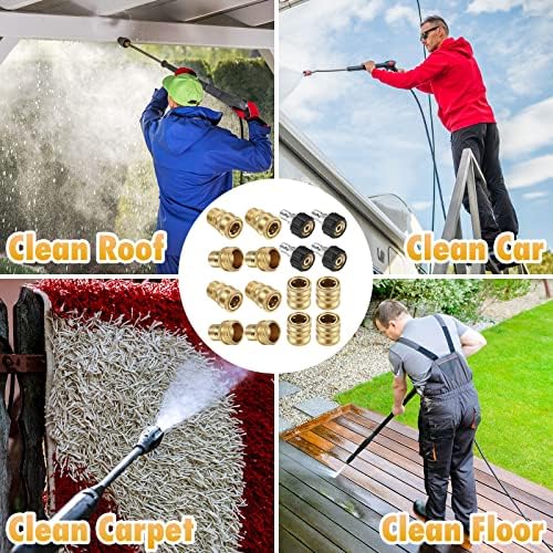 16 Packs Pressure Washer Adapter Set Connect Disconnect Kit Includes M22 Swivel to 1/2 Inch Connect 3/8 Inch to Quick Release 3/8 Inch Plug 1/2 Inch Plug 3/4 Inch Swivel Female Male for Garden Hoses - Image 7