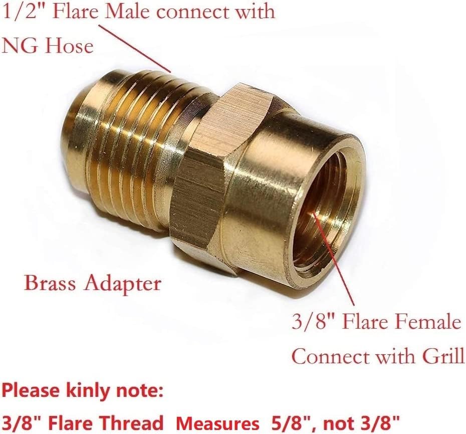 10 Feet 1/2 ID Natural Gas Hose Conversion Kit, Propane Gas Grill Quick Connect/Disconnect Hose Assembly with Adapter 1/2" Flare to 3/8" Female Flare(Measures 5/8") for Outdoor NG/Propane Appliance - Image 3