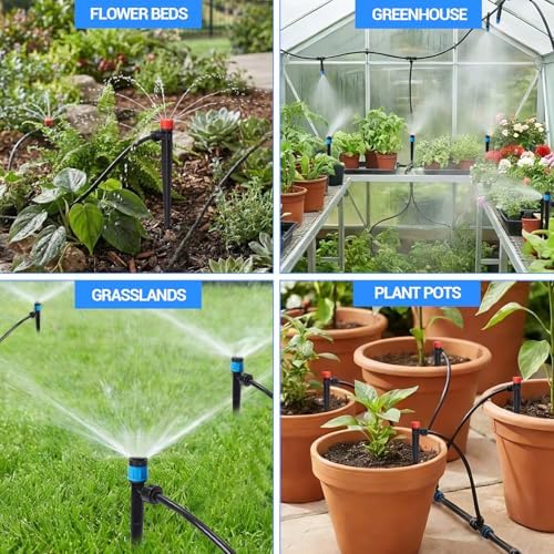IDEALHOUSE Drip Irrigation Kit, Quick-Connect DIY System, 1/2 in 33 ft Mainline and 1/4 in 200 ft Tubing, Adjustable POM Nozzles,3 Kinds of Sprayers for Garden and Greenhouse - Image 5
