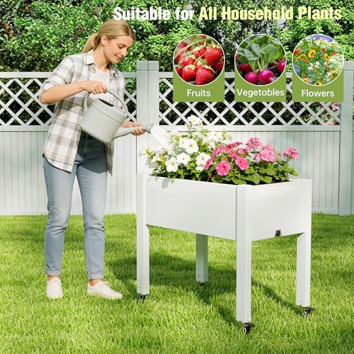 Fancyango Raised Garden Bed with Wheels 26.3" H -Ashen - Image 7