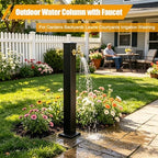 Outdoor Vertical Square Garden Water Column, Stainless Steel freestanding Hose Stand with Faucet, Yard Hydrant for Patio Lawn Irrigation Washing(60cm/23.6in) - Image 3