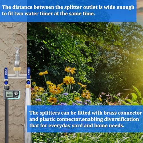 Brass Garden Hose Splitter 2-Way Heavy Duty - 3/4" GHT Threads with 2×304 Stainless Steel Handles, High Flow Design for Efficient Water Distribution - Image 7