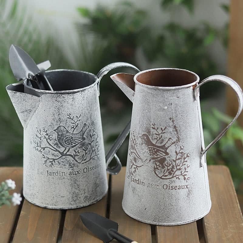 Vintage Garden Home Iron Sheet Craft Holder Vases Decoration Barrel Watering Can Flower Bucket Pastoral(E) - Image 3