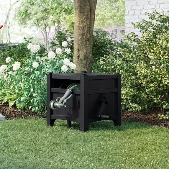 100ft Hose Hideaway Box, Durable Resin Garden Hose Reel - Image 5