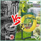 Garden Hose Holder for Outside - Upgraded Water Hose Holder Holds with Storage Basket, Heavy Duty Metal Freestanding Garden Hose Storage Reel Rack for Outdoor Yard Lawn (Green) - Image 3