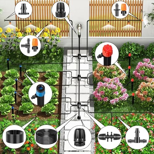 235FT Drip Irrigation System Kit, Automatic Drip Irrigation Kit with 1/2 inch Hose 1/4 inch Distribution Tubing and Accessories - Image 4
