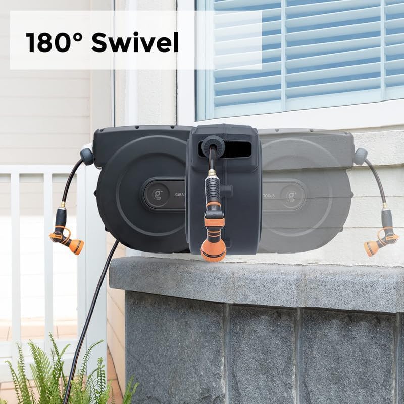 Giraffe Tools AW50 Retractable Garden Hose Reel Cover UV Resistant, Anti-Fading and Waterproof and Retractable Garden Hose Reel 1/2 Inch x 155+5 ft, Heavy Duty, Any Length Lock, Slow Return System - Image 3