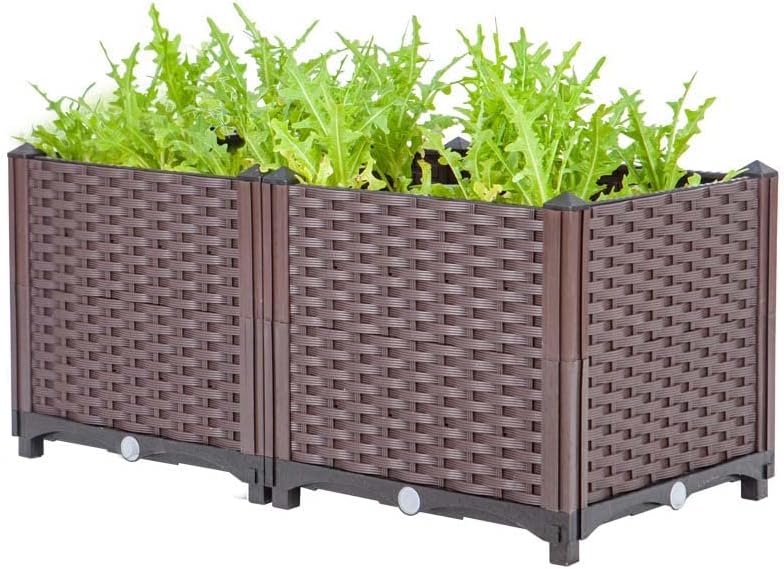 YSUEFIJO Raised Garden Bed Planter Box, Vegetable Flowers Planting Raised Container, Planter Box Indoor Rectangular, Planter Raised Beds W/Drainage Holes, for Outdoor Patio, Deck, Balcony by WELCOMETOYSUEFIJO