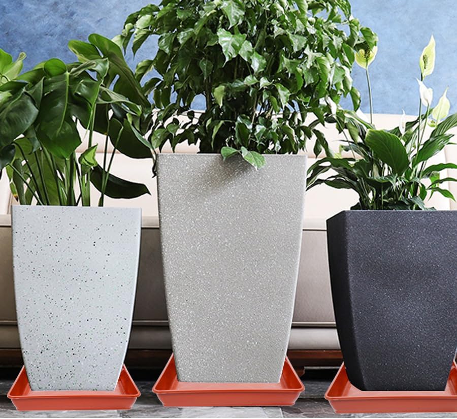 LWALRS 2 Pack Square Plant Saucer 20 22 Inch, Extra Large Plant Saucers, Heavy Plastic Water Tray Tor Plants, Planters for Indoors and Outdoors Plants, Deep Plant Trays for Pots (20 inch, Terracotta) - Image 5