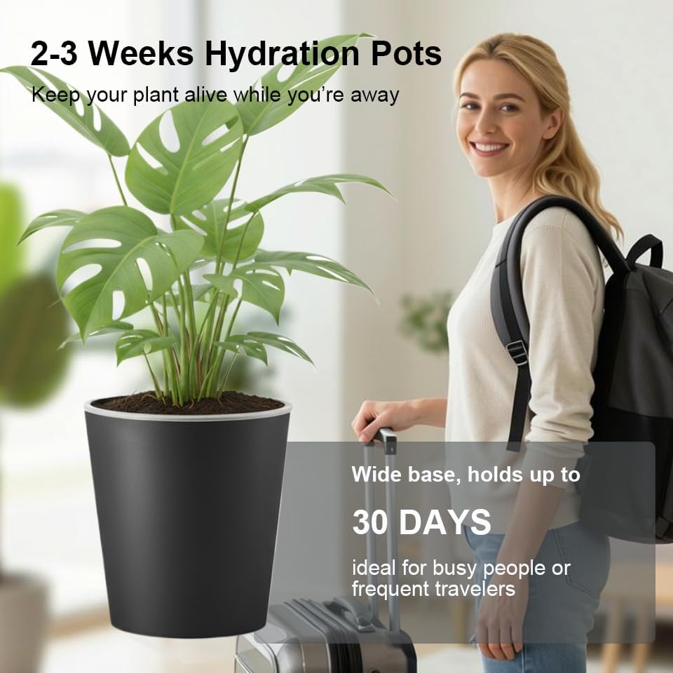 6 inch self Watering Pot with Clear Nursery Pot Inside,Black,6pack - Image 4