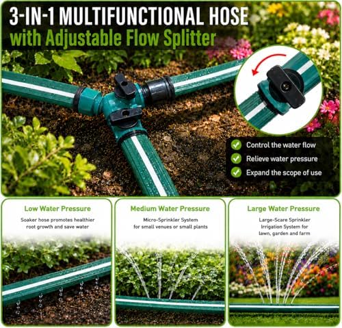 MIXC Sprinkler Hose with Holes 100FT + MIXC Water Flow Meter with Brass Inlet & Outlet, - Image 4