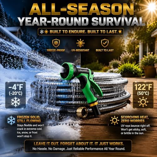 304 Stainless Steel Garden Hose 100 ft with 10-Function Spray Nozzle - Heavy Duty Metal Water Hose, Flexible & Kink Free Outdoor Hose, Dog Bite Proof Yard Hose for Outside, RV, Car Washing - Image 6