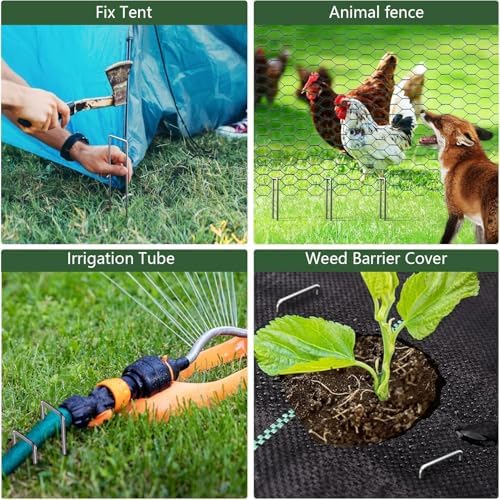 AMAGABELI GARDEN & HOME 300 Pack Galvanized Landscape Staples 8 Inch 11 Gauge Garden Staples Garden Stakes Plant Cover Stakes U-Shaped Landscape Stakes Landscape Pins for Weed Barrier Fabric - Image 5