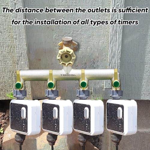Brass Garden Faucet Splitter, 4-Way Hose Splitter with 4 Extended Metal Handles, Outdoor Hose Divider, Heavy Duty Nickel Plated, GHT 3/4-Inch Heavy Duty Hex Female Inlet and 3/4-Inch Male Outlet - Image 4
