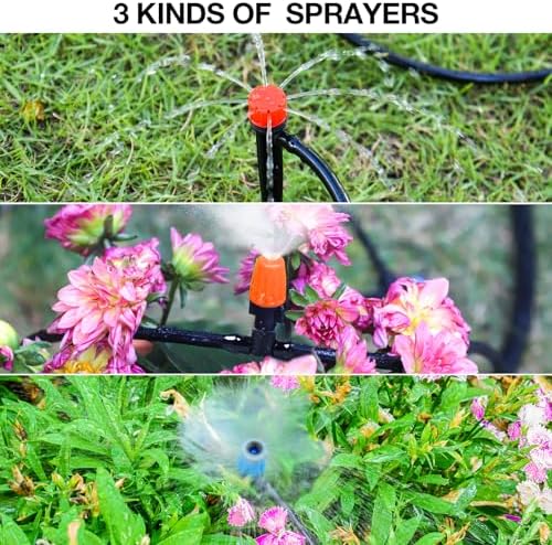 MIXC 226FT Greenhouse Micro Drip Irrigation Kit, Automatic Patio Plant Watering System with 1/4" & 1/2" Tubing, Adjustable Nozzles, Emitters, & Barbed Fittings for Efficient Irrigation - Image 2