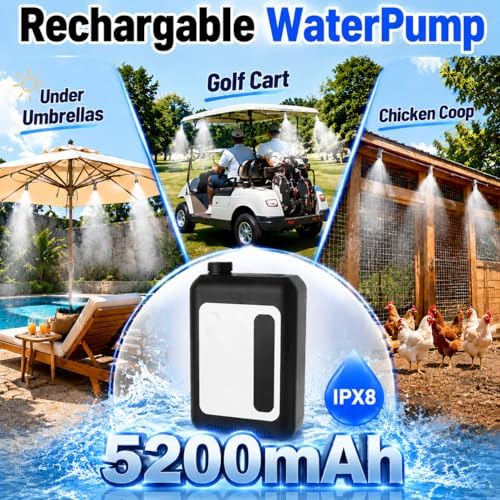 Bonviee 36FT Portable Misters for Outside, 5.8Gal Tank, Pump, 6 Misters - Image 2