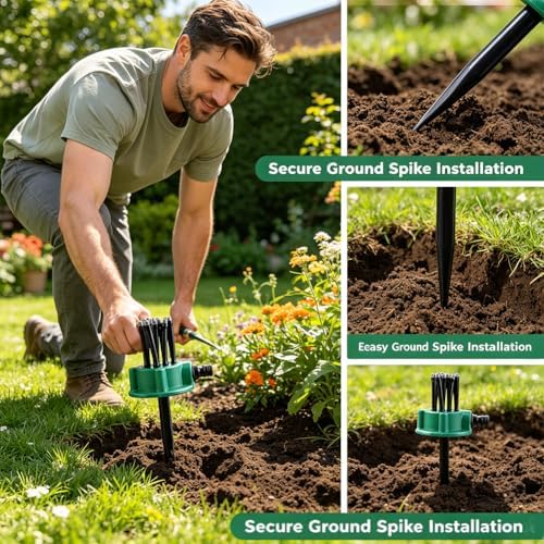 LONGLUAN 360° Coverage Precision Garden Irrigation Sprinkler, Lawn Irrigation System, Multi-Directional Automatic Water Sprinklers for Large Area Yard, Vegetable Garden, Flower Bed (4pcs) - Image 4