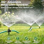 FANHAO 3-Pack Heavy-Duty Metal Lawn Sprinkler with Spike Base, 360° Adjustable Garden Water Sprinkler for Lawn Irrigation System, Large Area Coverage for Yard, Patio, Grass & Backyard - Image 2