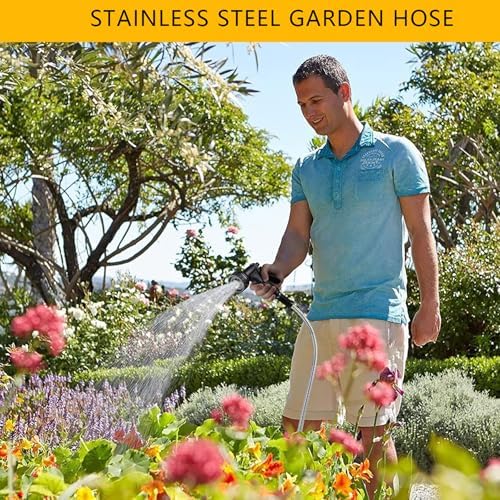 75ft Metal Garden Hose Stainless Steel Heavy Duty Water Hose With 2 Nozzles, No Tangle and Kink, Lightweight & Flexible, Tough and Pet Proof, Metal Garden Hose for Yard, RV, Garden, Outdoor - Image 7
