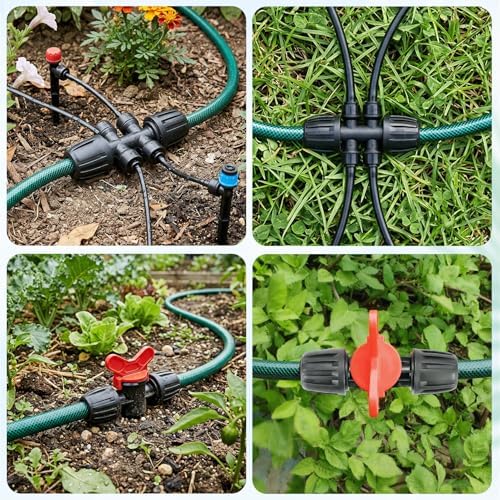 Garden Irrigation Tubing, 75ft 1/2" Tubing with 4 x 6-Way Connectors for 1/4" Hose, Flexible Distribution Drip System for Garden Greenhouse, Flower Beds, Patio, Lawn (75ft) - Image 5