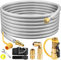 NQN 24FT Quick Connect Propane Hose for RV to Gas Grill, RV Quick Connect with 1/4" Safety Shutoff Valve, LP Quick Disconnect Propane Hose with Elbow Adapter for Blackstone 17"/22" Griddle by NQN