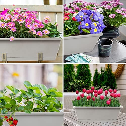 8pcs Window Box Planter,Rectangle Plastic Vegetable Flower Planters Boxes - Image 5