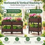 DYRABREST Set of 4 Raised Garden Bed Self-Watering Plastic Planter Box Stand with Legs, Sun and Frost Resistant Planter Outdoor Vegetable Growing Bed for Flower Herb Backyard, Patio, Balcony - Image 3