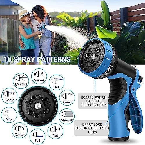 100 ft Expandable Garden Hose - Kink Free Flexible Water Hose with Controlled 10-Function Nozzle, 3/4 Solid Connectors, Durable 3750D Fabric, 4-Layer Latex Core - Image 5