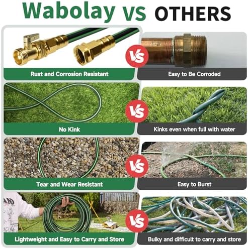 Garden Hose 100 ft Non-expandable Water Hose Flexible Durable 5 Layers TPV No Kink Lightweight Hybrid Hoses Heavy Duty with 3/4’’ Fittings-10 Way Nozzle Collapsible Outdoor Pipe for Yard Lawn - Image 6