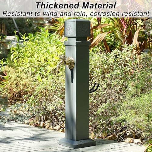 Outdoor Water Column with Faucet, Aluminum AlloyOutdoor Faucet Post, with Spray Gun and Hose, Dual Inlet Design for Backyard, Patio Irrigation - Image 4