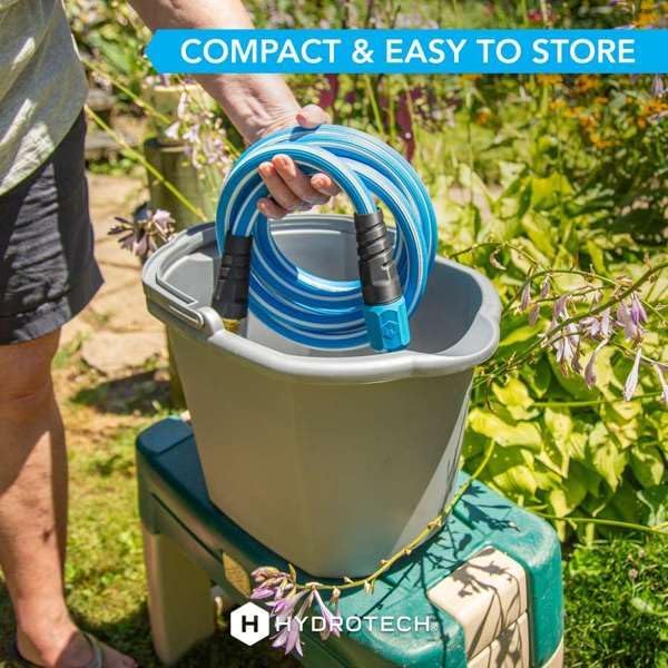 HydroTech Italia Expandable Garden Hose 5/8 in x 25 ft, Hybrid Polymer Water Hose, Kink-Free Flexible Garden Hose with Force Control Technology, Lightweight for Flowers, Plants & Garden Beds, Blue - Image 5