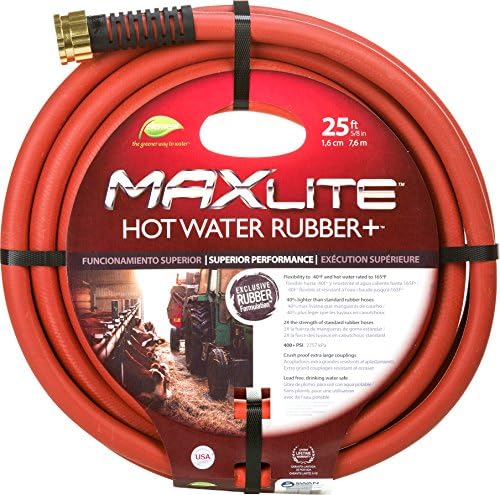 Swan Products CELSGHW58025 Element MAXLite Hot Water Rubber+ Hose with Crush Proof Couplings 25' x 5/8", Red by SwanHoses