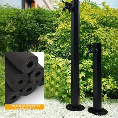 Freestanding Garden Water Column - Outdoor Frost-Resistant Faucet Dispenser, Stylish Hydrant Fountain for Irrigation, Sturdy Hose Holder with Faucet (Gray) - Image 4