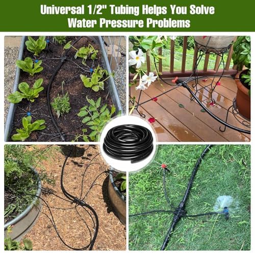 50FT 1/2 Inch Drip Irrigation Tubing with 4 Pack 1/2" to 1/4" Drip Irrigation Fittings, Drip Line Hose & Push-to-Fit 6 Way Splitter Connectors,for Drip Irrigation Parts, Drip Irrigation System - Image 5