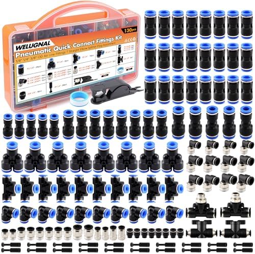 130PCS 1/4" OD Quick Connect Air Fittings Kit Push to Connect Pneumatic NPT by Welugnal