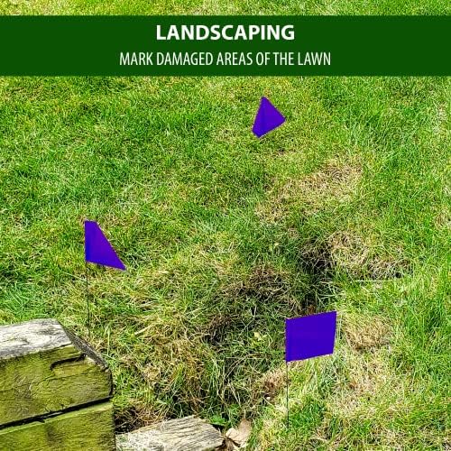 Purple Marking Flags 1000 Pack - 4x5x15 Inch Purple Flags for Outside - Markers For Lawn, Irrigation, Landscaping, Survey & Sprinkler Head Marking - Image 4