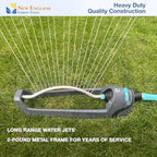 Turbo All-Metal Oscillating Sprinkler 100005 for Lawn, Heavy Duty Metal Tube & Base, Adjustable Pattern to Cover Up to 4,000 Sq Ft, 18 Brass Nozzles for Even Watering, by New England Garden Tools - Image 5