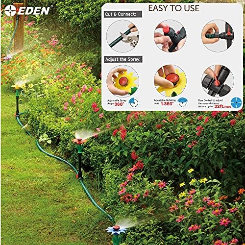 Eden 97065 Daisy Above-Ground 50 Ft Garden Hose and Sprinkler System, DIY Plant Watering Set - Image 3